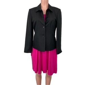 Talbots Black Silk Wool Blend Jacket Blazer Size‎ 8 Button Up Front